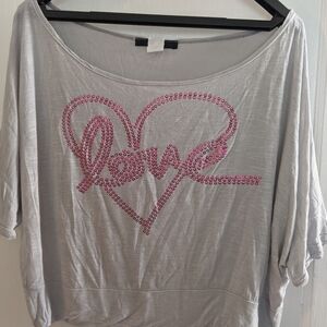 Paper Tee Slouch/Off-Shoulder 'LOVE' Tee